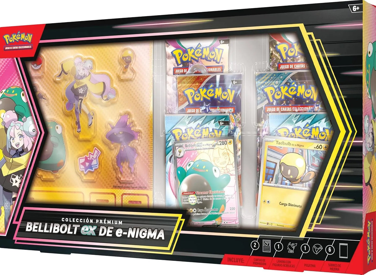 🌟 Colección Prémium Bellibolt ex de e-Nigma (Español) - Diorama Acrílico + 6 Sobres