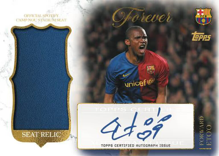 Topps Forever FC Barcelona - Home View Autograph Relic Eto'o con fragmento de asiento del Camp Nou
