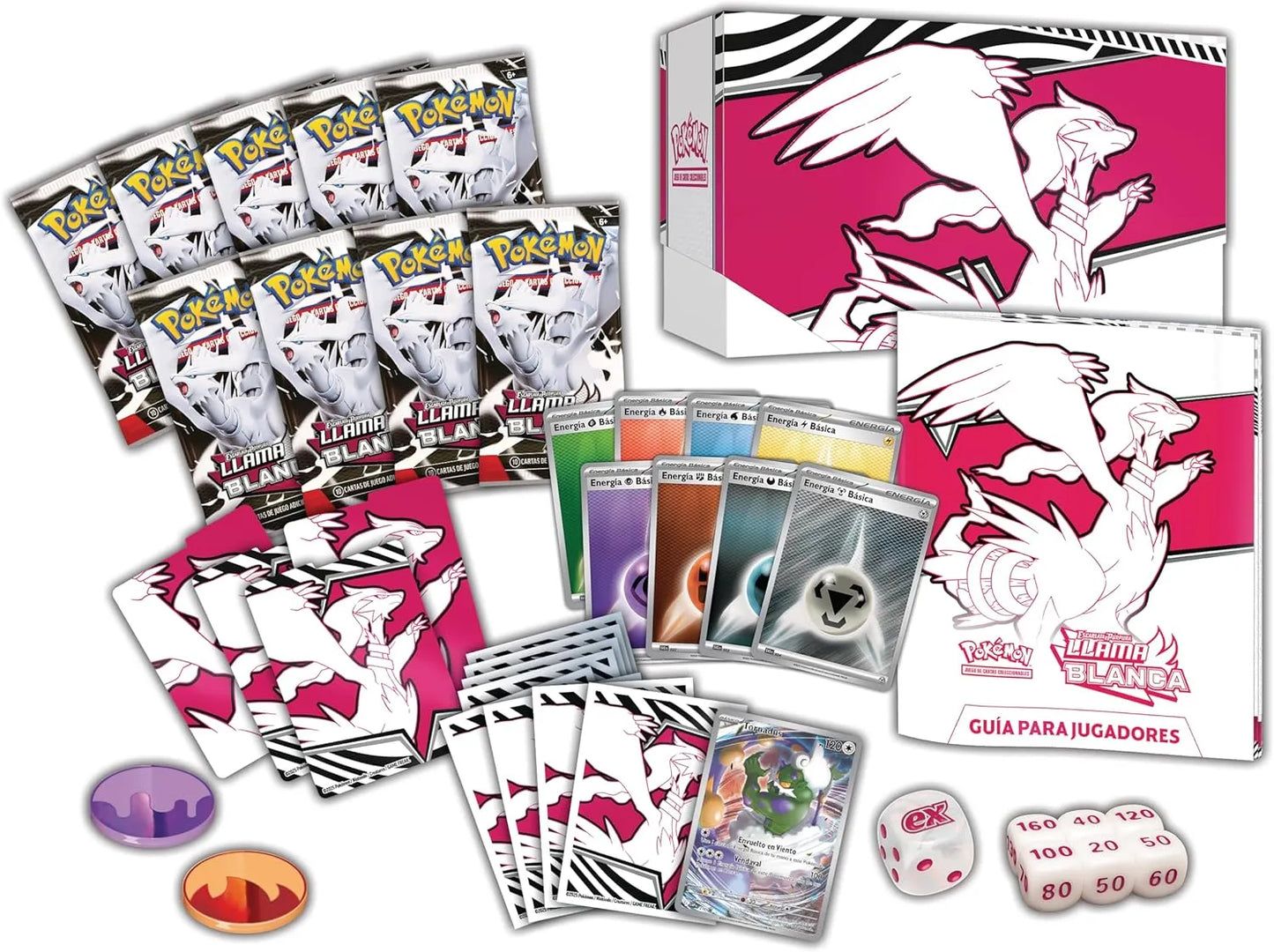 Caja Entrenador Élite Llama Blanca Pokémon TCG con contenido completo