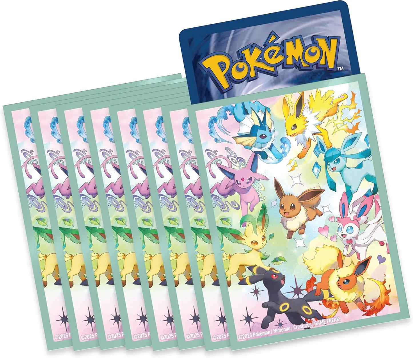 Contenido completo de Evoluciones Prismáticas: sobres, peluche, cartas y tapete