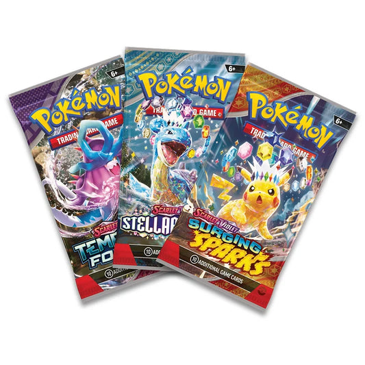 Sobres incluidos en las latas apilables Pokémon Stacking Tins 2025 en inglés