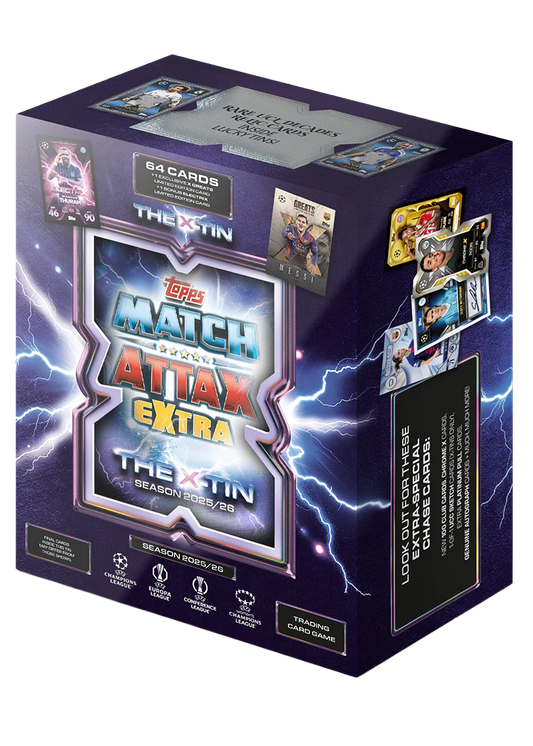 Topps Match Attax Extra 2025/26 The X Tin - Caja 3D con Messi y cartas chase