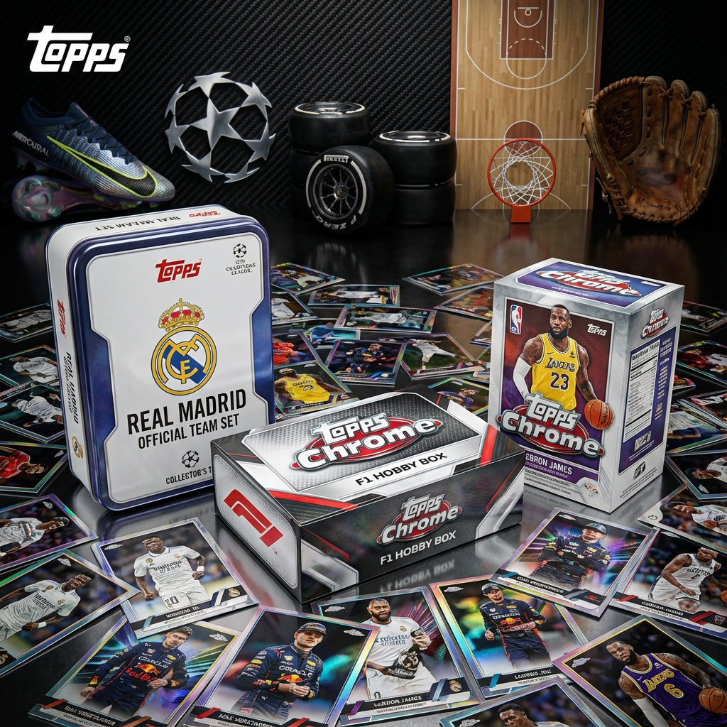 Colección de productos Topps: cajas y cartas coleccionables premium de Fútbol, F1, NBA y Béisbol en TCG Collection.