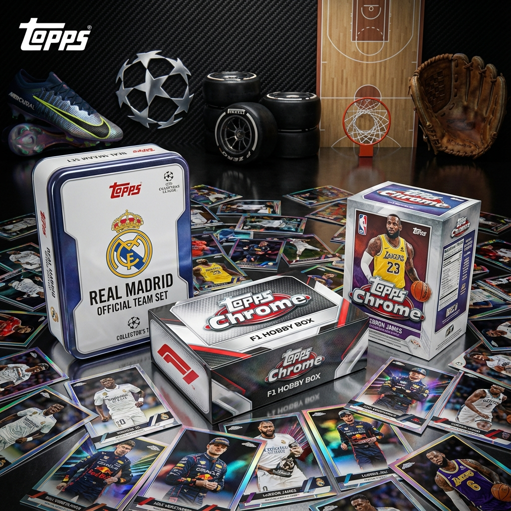 Colección de productos Topps: cajas y cartas coleccionables premium de Fútbol, F1, NBA y Béisbol en TCG Collection.