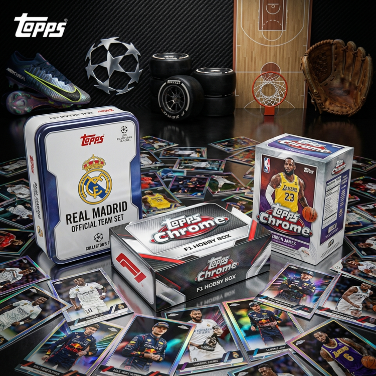 Colección de productos Topps: cajas y cartas coleccionables premium de Fútbol, F1, NBA y Béisbol en TCG Collection.