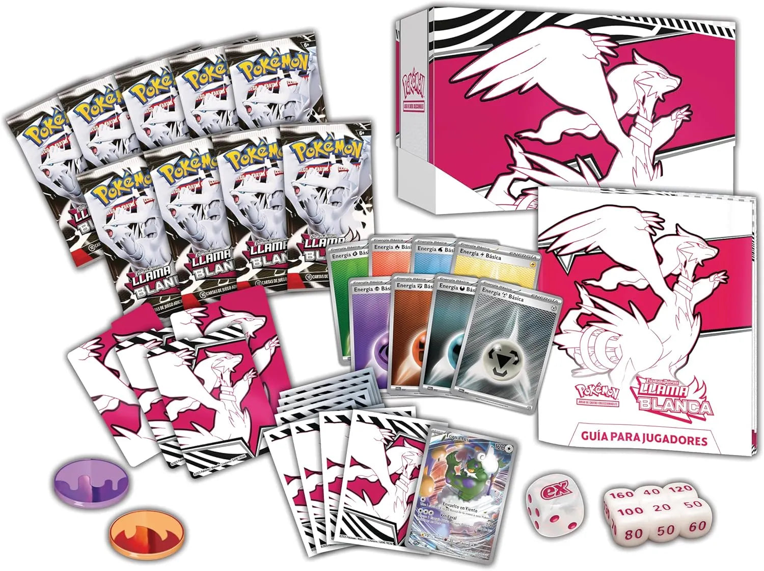 Caja Entrenador Élite Llama Blanca Pokémon TCG con contenido completo