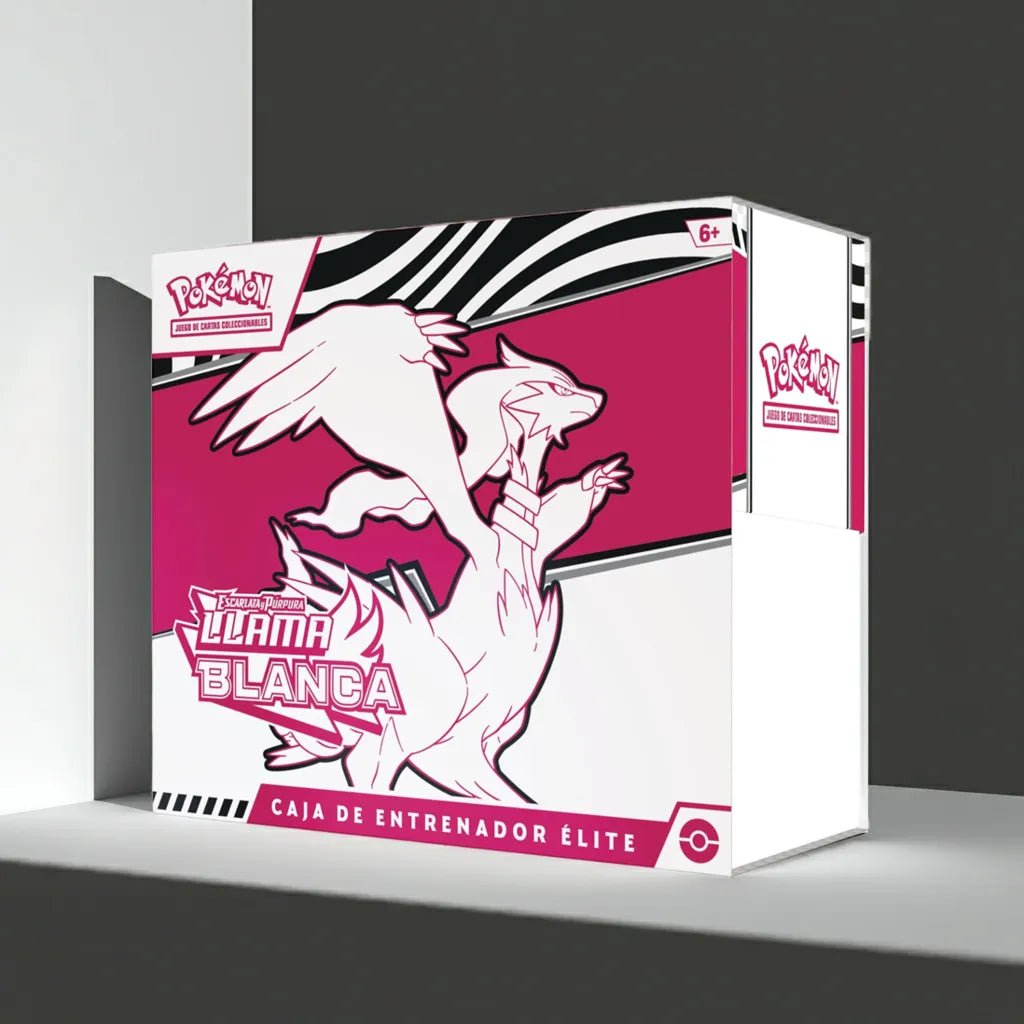 Caja Entrenador Élite Llama Blanca Pokémon TCG edición en español renderizada