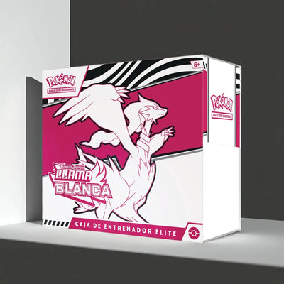Caja Entrenador Élite Llama Blanca Pokémon TCG edición en español renderizada