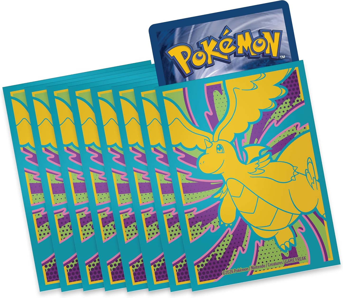 65 fundas para cartas Pokémon con diseño Mega Dragonite - ETB Héroes Ascendentes