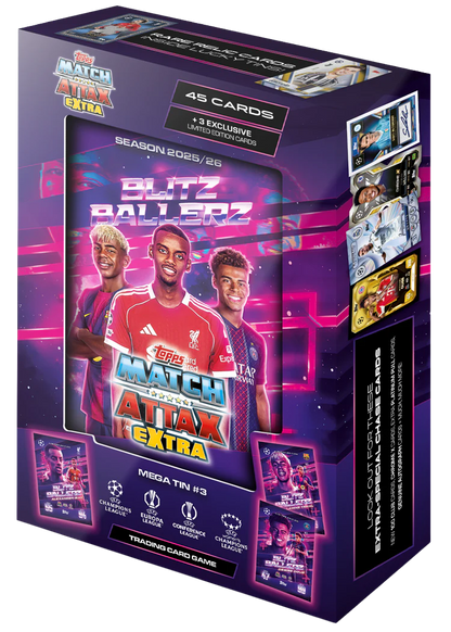 Topps Match Attax Extra 2025/26 Mega Tin Blitz Ballerz - Caja con contenido