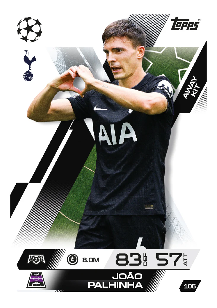 Carta ejemplo João Palhinha Tottenham Away Kit - Match Attax Extra 2025/26