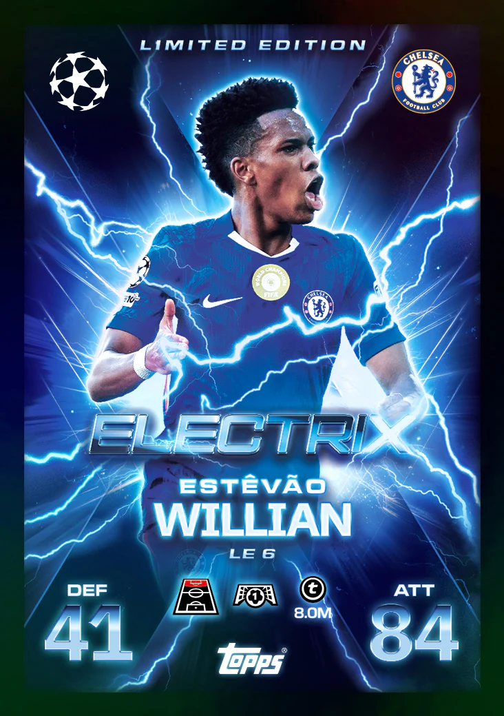 Carta ElectriX Limited Edition Estêvão Willian Chelsea - Match Attax Extra 2025/26