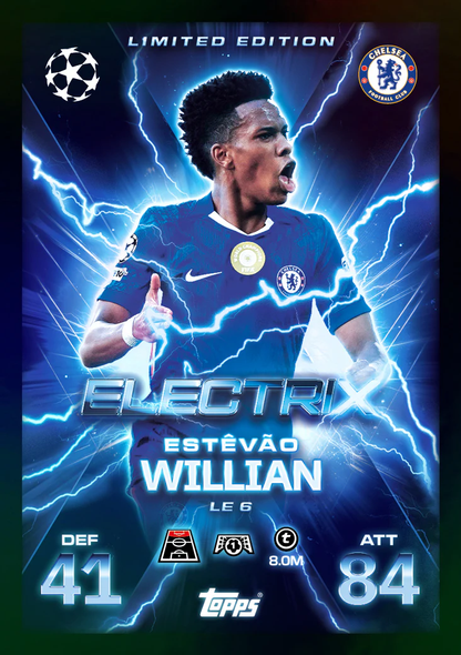 Carta ElectriX Limited Edition Estêvão Willian Chelsea - Match Attax Extra 2025/26