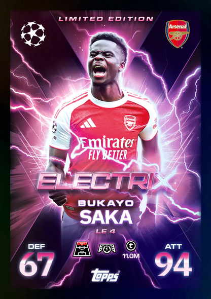 Carta ElectriX Limited Edition Bukayo Saka Arsenal - Match Attax Extra 2025/26
