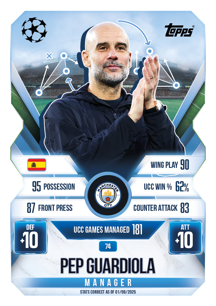 Carta Manager Pep Guardiola Manchester City - Match Attax Extra 2025/26