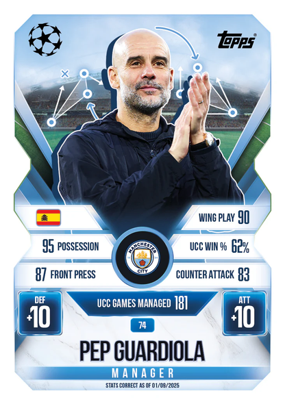 Carta Manager Pep Guardiola Manchester City - Match Attax Extra 2025/26