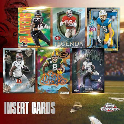 Cartas autografiadas Topps Chrome NFL 2025 inserts rookie autograph case hit
